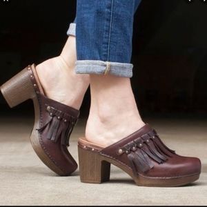 NIB Dansko Deni Brown Leather Platform Mule EU 38
